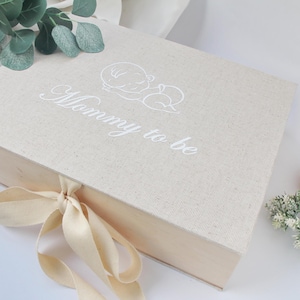 Pregnancy Gift for Expecting Mom| Linen Baby Memory Box | Baby Shower Gift | Baby Time Capsule Box| Large Memory Box| Christening Memory Box