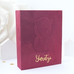 Personalized Baby Photo Album Bear. Slip In Photo Album 4x6 photos.Baby Photo Album With Sleewes. Modern Baby Shower Gift. New Mom Gift
