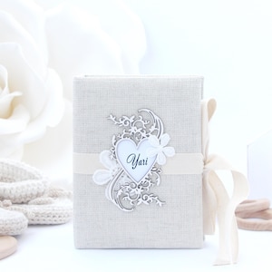 Personalized Linen Baby Photo Album 4x6. Custom Baby Photo Album. Baby Photo Album with Sleeves. Slip in Photo Album. Baby Birthday Gifts.