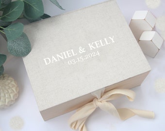 Personalized Wedding Linen Photo Box | Custom Memory Box | Expecting Gift for Coople.