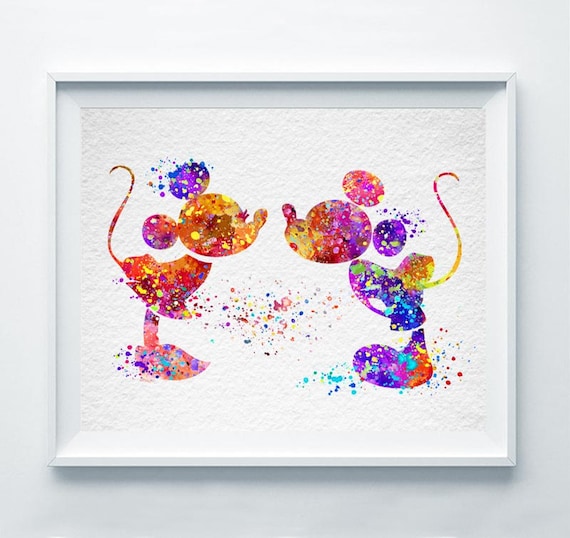 Mickey Mouse Type 3 Wall Art Disney Watercolor Poster Nursery Room Gift UNFRAMED