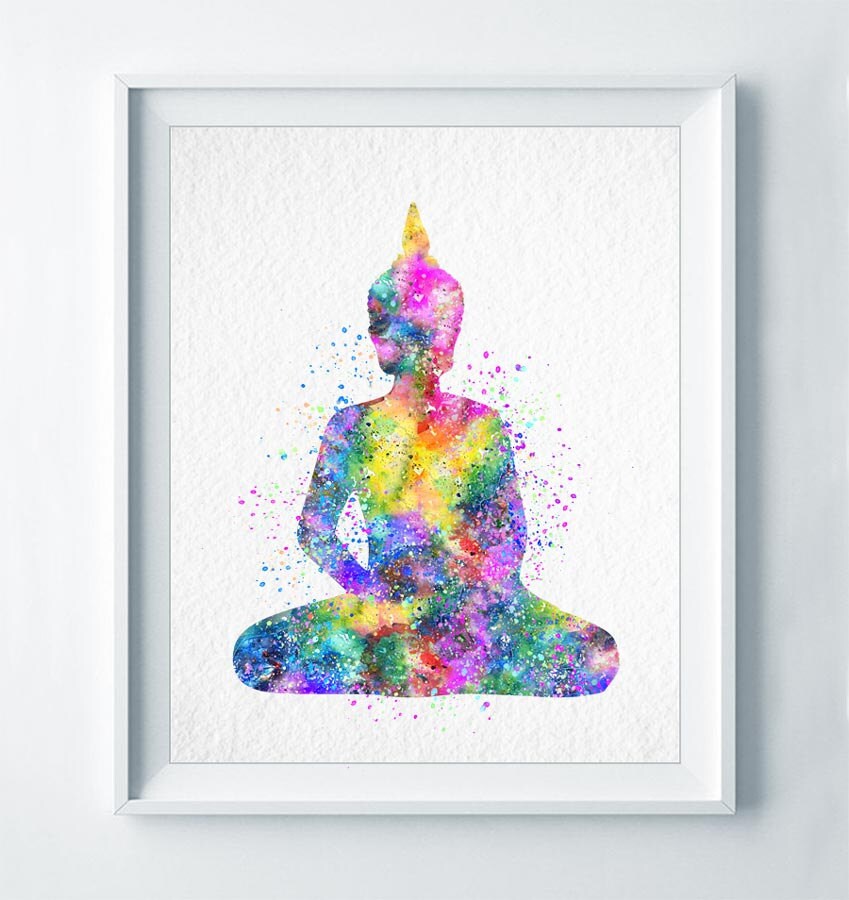 Buddha Print Watercolor Yoga Poster Abstract Yoga Studio Art Om ...