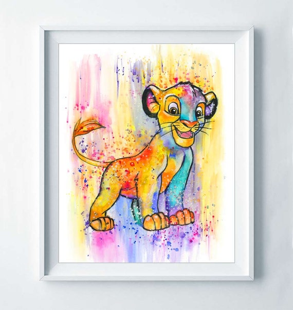 Simba Aquarell Abstrakter Druck Disney Poster Der Löwe König Kinderzimmer  Kunst Bunte Illustration Kinder Geschenk Baby Shower Kinderzimmer Dekor A69