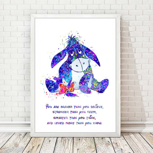 Eeyore van Winnie de Poeh Print Quote Disney Aquarel Poster Kwekerij Wall Art Decor Kids Inspirerende Home Decor Baby Shower Gift A345