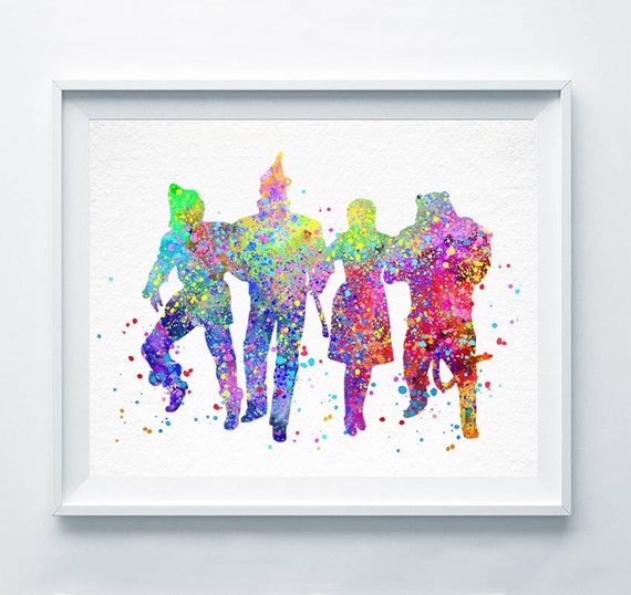 Mago De Oz Pared Grabado Acuarela Moderna Impresion Arte Etsy