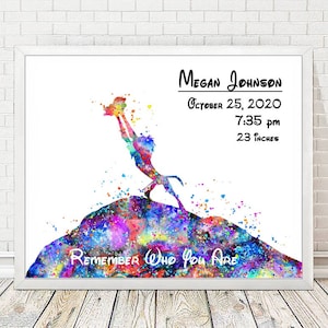 CUSTOM Lion King Name Birth Rafiki and Simba Art Poster Impresión personalizada Disney Nursery Art Poster Baby Shower Decoración Regalo de cumpleaños A313