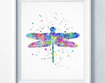 Dragonfly Print Watercolor Art Wall Art Poster Nursery Wall Decor Home Giclee Wedding Gift Decor Bedroom Bathroom Wall Hanging Decor A209
