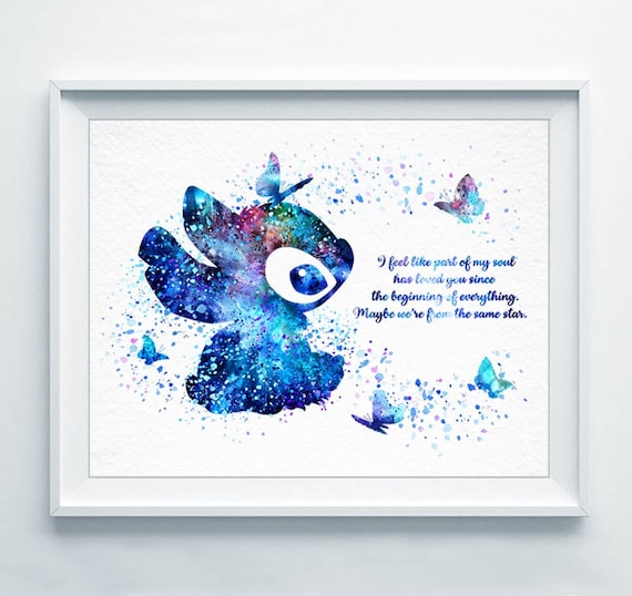 STITCH Print Lilo y Stitch Disney Watercolor Art Poster Love Quote