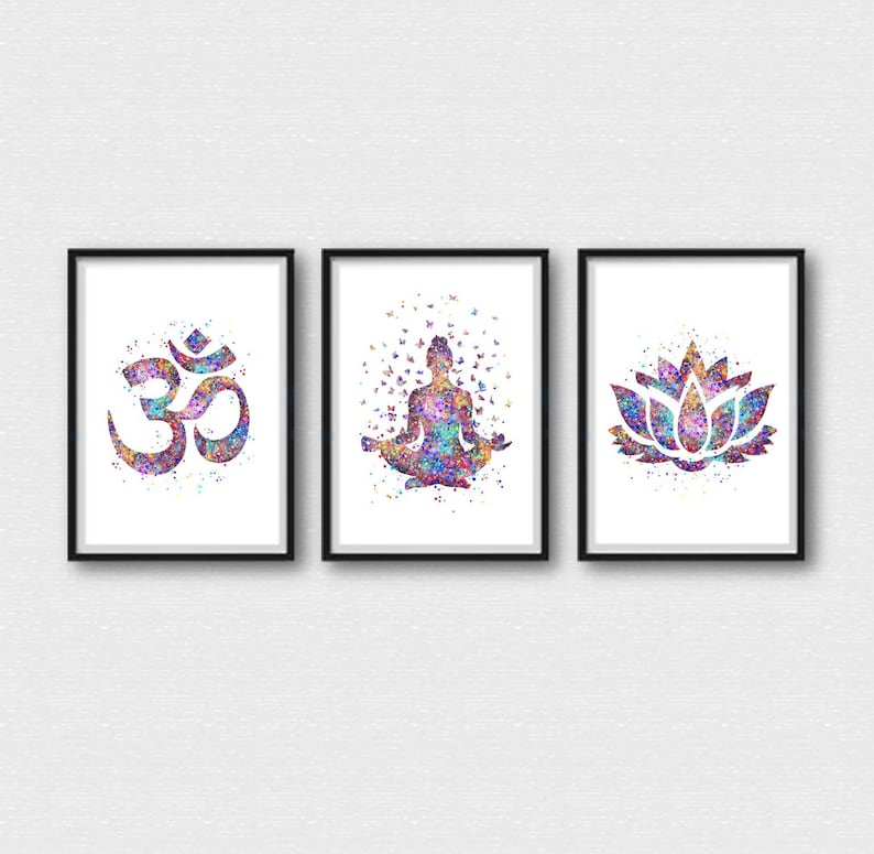 Yoga Art Set Yoga Posters Yoga Pose Yoga Print Watercolor Etsy
