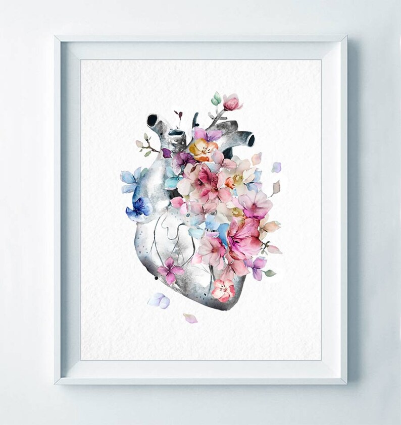 Brain Heart Lungs Rib Cage Anatomy Set of 4 Watercolor Prints - Etsy India