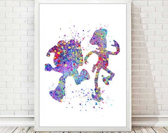 Toy Story Poster Watercolor Movie Print Woody and Buzz Posters Kids Children Nursery Wall Art Decor Birthday Gift Christmas Gift A202