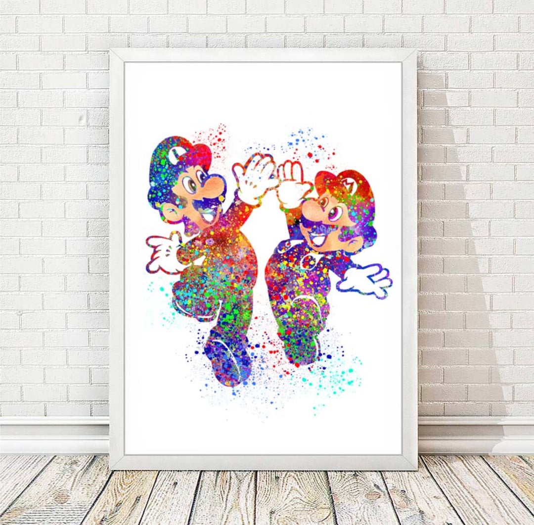 Super Mario Art Print Mario y Luigi Poster Brothers Nintendo Videojuego
