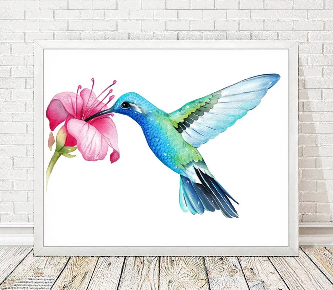 ハチドリと花のアクリル画 Hummingbird 原画 アート - メルカリ