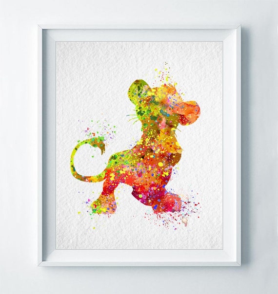 Simba Aquarelle Abstraite Imprimer Disney Affiche Le Roi Lion Etsy