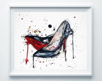 Chanel Print Chanel Shoes Poster Fashion Watercolor Coco Chanel Poster Paris Modern Fashion Illustration Print Abstract Art Wall Decor A132