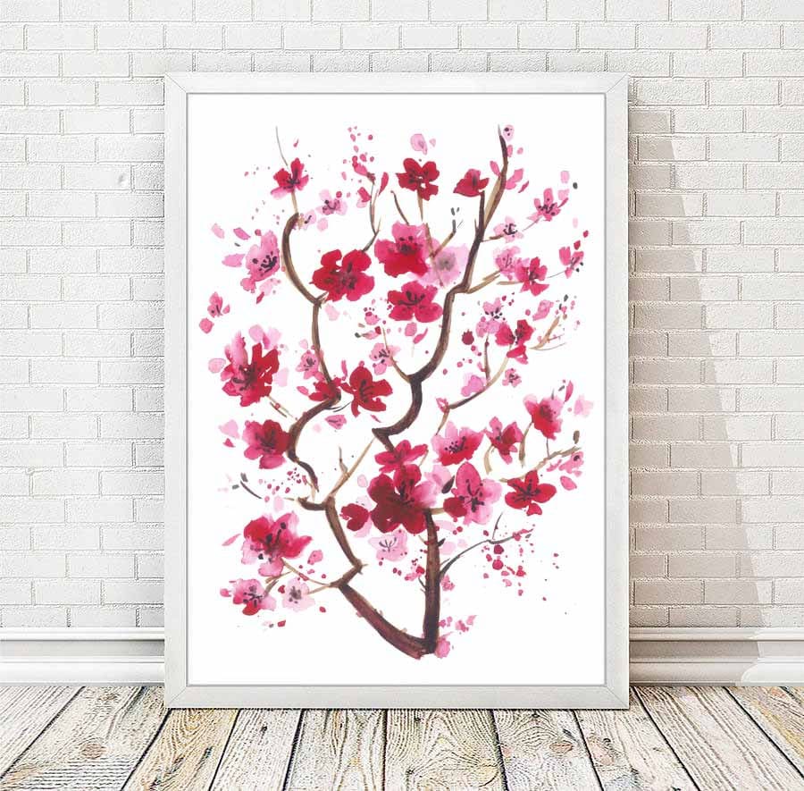 Dessin Cerisier Japonais à Imprimer Cherry Blossom Aquarelle Impression Japonais Abstrait Peinture - Etsy Canada