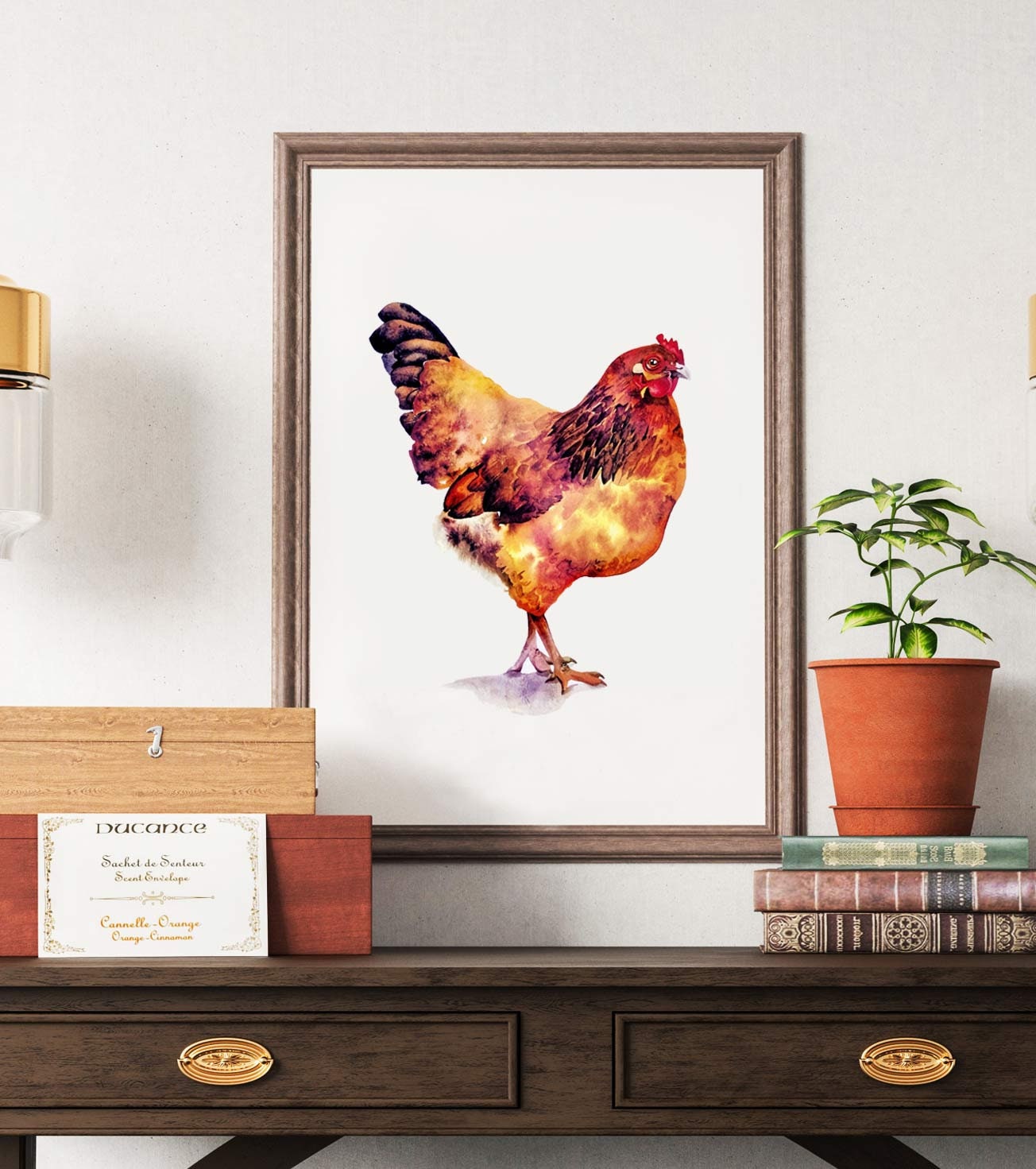 Watercolor Chicken Print Chicken Wall Art Chicken Painting Etsy