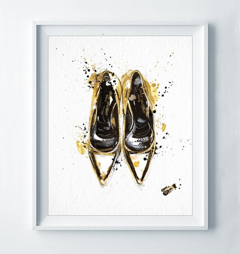 Fashion Illustration Print Shoes Poster Watercolor Fashion YSL - Etsy