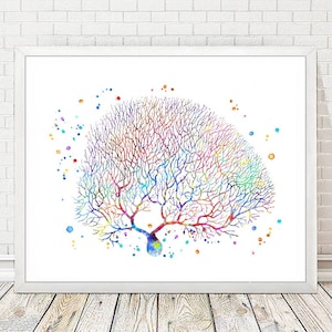 Purkinje Print Brain Art Neuroscience Purkinje Neuron Cell Watercolor Print Science Anatomy Neurosurgery Neurology Clinic Wall Decor A208