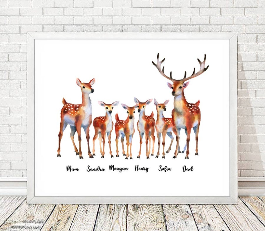 Deer Family Personalised Print Custom Names Deer Family Etsy deer-family-personalised-print-custom-names-deer-family-etsy