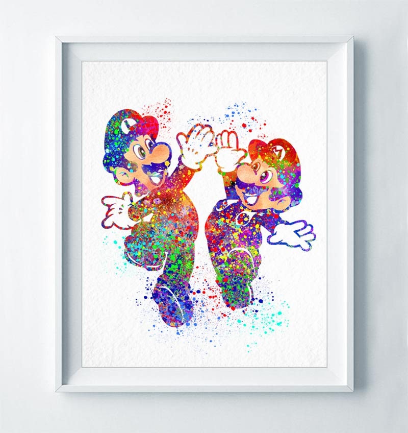 Super Mario Art Print Mario and Luigi Poster Brothers Nintendo