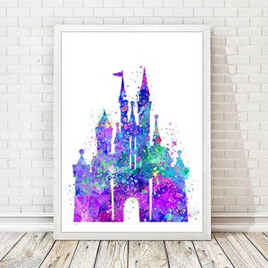 Disney Castle Disney Art Print Cinderella Princess Castle Print Nursery Baby Girl Boy Wall Art Poster Wedding Gift Children Sale item A44