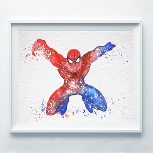 Spiderman Art Print Superhero Poster Nursery Art Disney Super Hero Home Decor Wall Art Watercolor Baby Shower Gift Boy&#39;s Room Decor A62