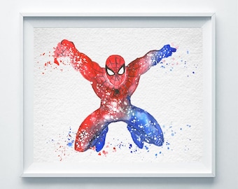Spiderman Art Print Superhero Poster Nursery Art Disney Super Hero Home Decor Wall Art Watercolor Baby Shower Gift Boy's Room Decor A62
