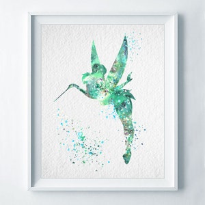 TinkerBell Watercolor Print Tinker Bell Disney Poster Nursery Art Baby Room Home Decor Fairy Wall Art Watercolour Girl Room Illustration A15