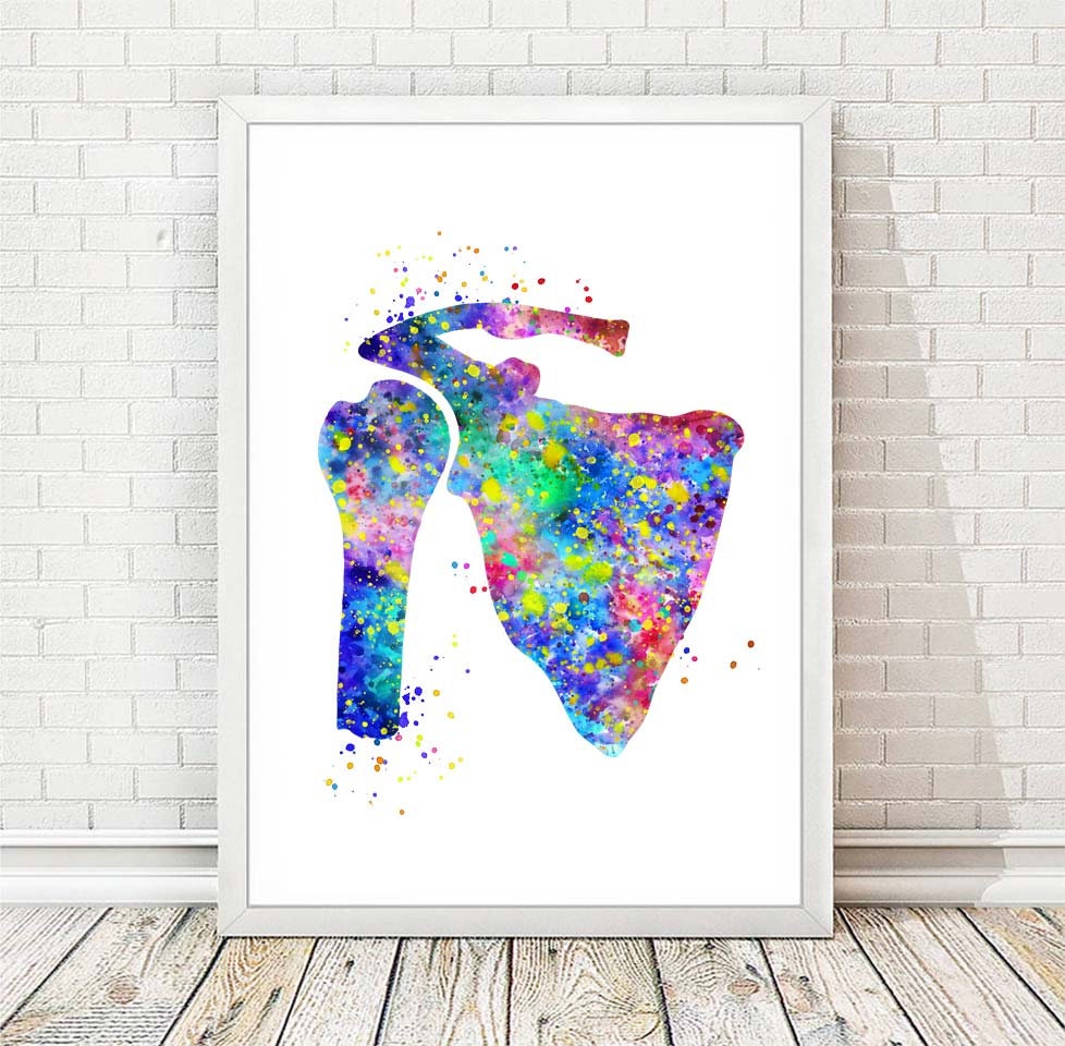 Shoulder Print Bones Watercolor Poster Human Body Anatomy Art Wall ...