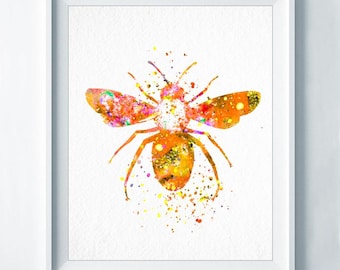 Hummel Kunstdruck Honigbiene Aquarell Malerei Tier Wand Kunst Insekt Poster Dekor Kinderzimmer Imkerei Kunst Imker Geschenke Verkauf Artikel A169