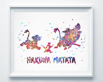 ハクナ・マタタ プリント 壁飾り ライオンキング シンバ 絵画 ティモン