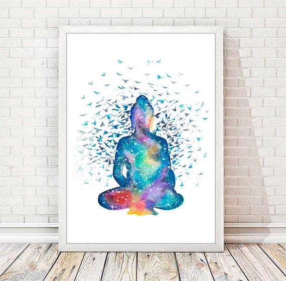 Yoga Sukhasana Pose Meditation Yoga Print Yoga Watercolor Print Yoga Gift