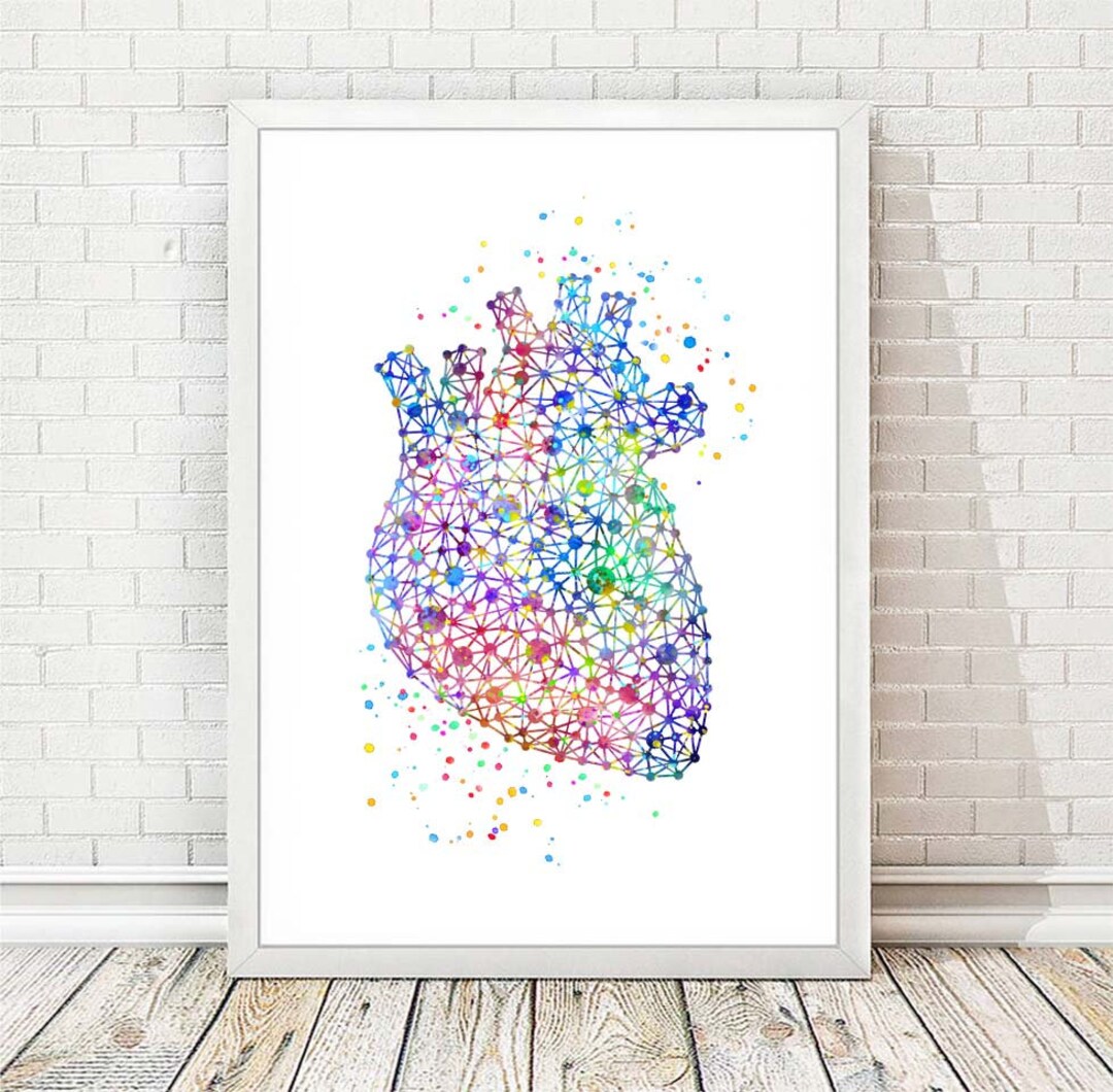 Heart Print Anatomy Medical Art Poster Abstract Watercolor Science Art ...