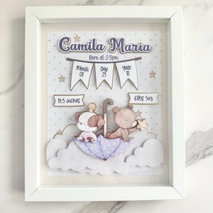 Custom Baby Announcement Shadow Box, New Mom Gift, Baby Shower Decor, Personalized Birth Stats Keepsake, Nursery Decor