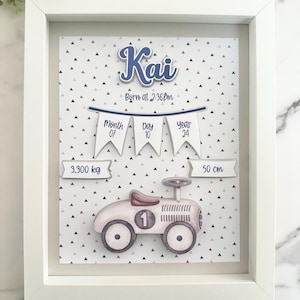 Newborn Shadow Box, Baby Shower Gift, New Mom gift, Baby Shadow Box, vintage car, Baby Announcement, Nursery Shadow Box