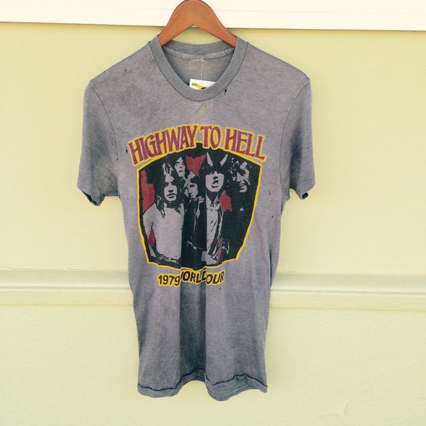Vintage AC/DC Trashed Paper Thin T Shirt 1979 World Tour Medium