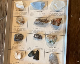 Spécimens de roches et de minéraux vintage de la région des Ozarks