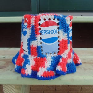 Vtg Y2K Pepsi Cola Can Hat Rainbow Crochet Novelty Festival Party Soda Pop 90s Vintage Pepsi can panel knitted hat found in New Mexico main image 3
