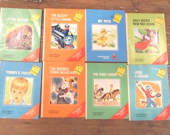 Vintage Children's Books Set of 8 Start-Right Elf Books 1960's Tommy's Tooth Davy Deer's New Red Scraf My Pets The Bremen Town Musicians