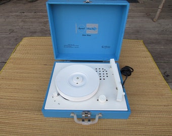 Vintage Imperial "Party Time" Solid State Record Player, Blue Model No 100, 1970's , Works