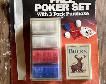 Vintage 1990 Bucks Poker Set NOS Original Package Not Opened