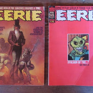 2 Vintage EERIE Warren Magazines #74 and #75 1976