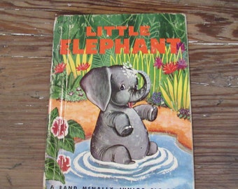 Vintage LITTLE ELEPHANT 1959 A Rand McNally Junior Elf Children's Book