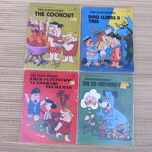 Vintage Hanna-Barbera Children&#39;s Books, Set of 4, 1975 Huckleberry Hound, The Flintstones