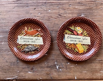 Vintage Canadian Ace Brand BEER and ALE Coasters Set of 2