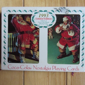 1993 Limited Edition Coca-Cola Nostalgia Playing Cards Original Tin Box with 2 Decks Sealed