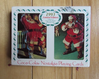 1993 Limited Edition Coca-Cola Nostalgia Playing Cards Original Tin Box with 2 Decks Sealed