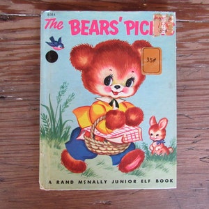 Vintage The BEARS&#39; PICNIC Children&#39;s Book A Rand McNally Junior Elf Book 1954