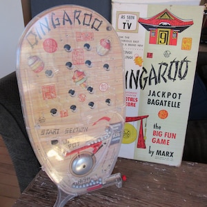 Vintage DINAGROO Jackpot Bagatelle Pin Ball Game with Original Box by MARX 1950&#39;s